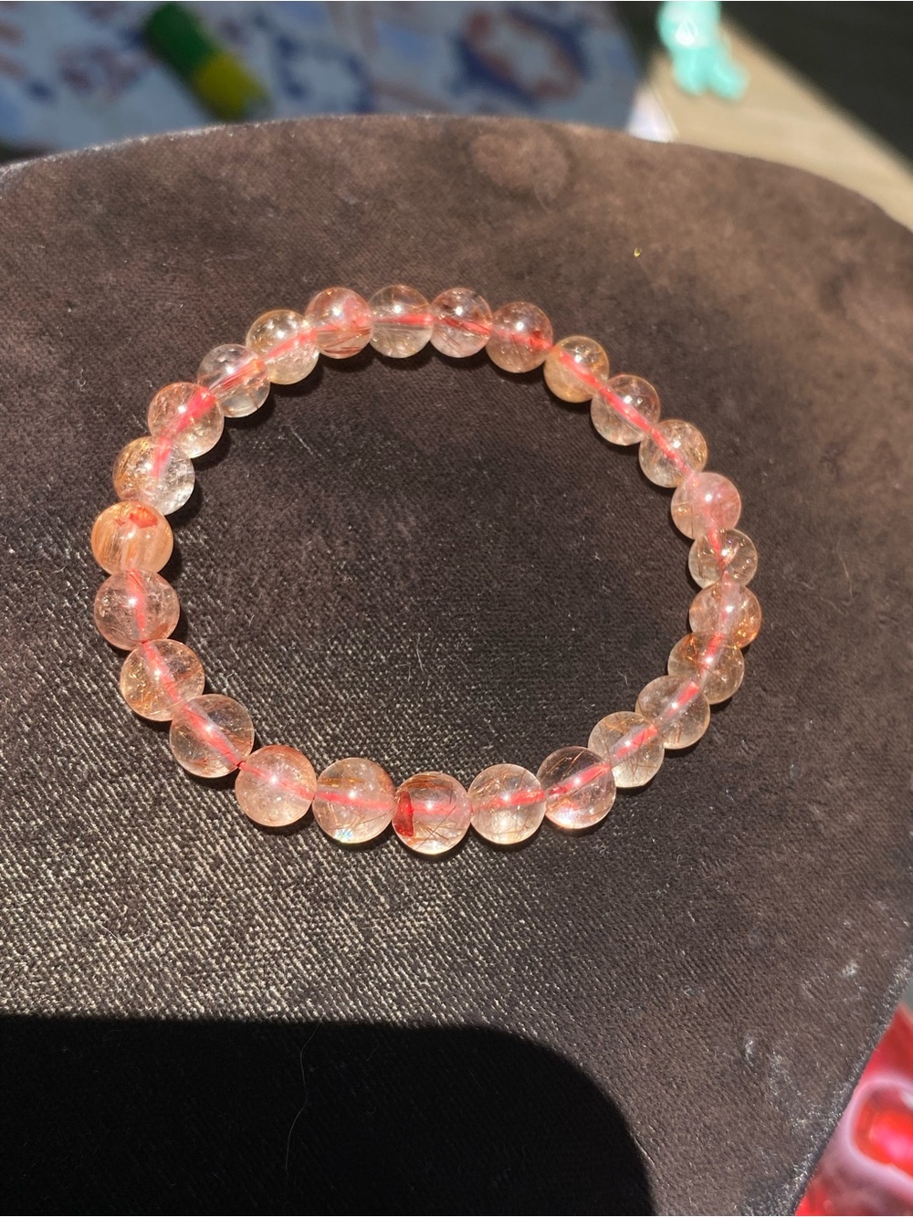 "Fire Copper" Crystal Stretch Bead Bracelet Rutilated Quartz Shimmer Shine ✨